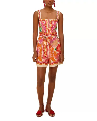 Farm Rio Spring Affair Romper In Beige Multi