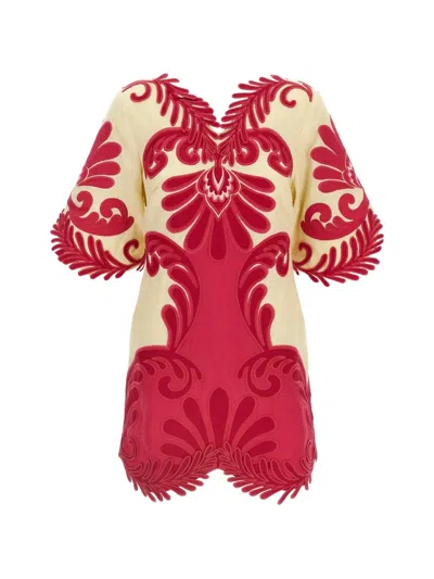 Farm Rio Spring Arabesc Embroidered Mini Dress In Multi