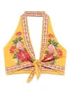 Farm Rio Spring Awakening Cotton Crop Top In Yellow