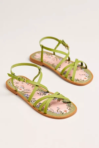 Farm Rio Spring Strappy Sandals In Green