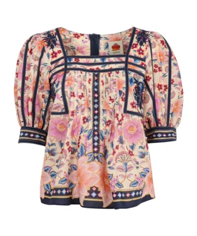 Farm Rio Square Collar Shirt In Multi