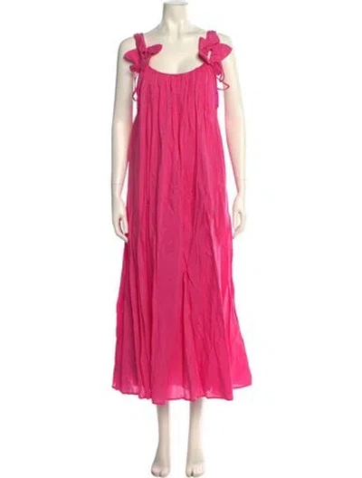 Pre-owned Farm Rio Square Neckline Knee-length Dress In Pink
