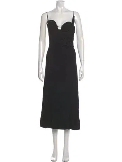 Pre-owned Farm Rio Square Neckline Long Dress In Black