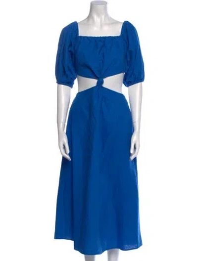 Pre-owned Farm Rio Square Neckline Long Dress In Blue