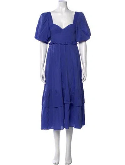 Pre-owned Farm Rio Square Neckline Long Dress In Blue