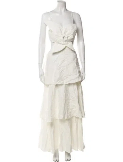Pre-owned Farm Rio Square Neckline Long Dress In Neutral