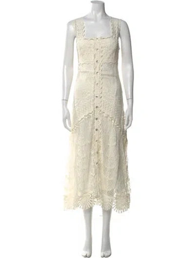 Pre-owned Farm Rio Square Neckline Long Dress In Neutral