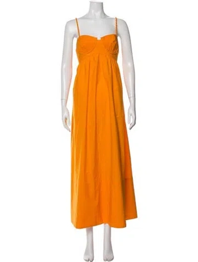 Pre-owned Farm Rio Square Neckline Long Dress In Orange