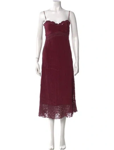 Pre-owned Farm Rio Square Neckline Long Dress W/ Tags In Burgundy