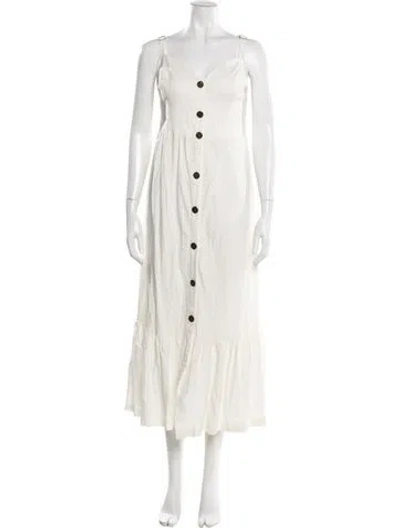 Pre-owned Farm Rio Square Neckline Long Dress W/ Tags In White