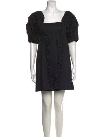 Pre-owned Farm Rio Square Neckline Mini Dress In Black
