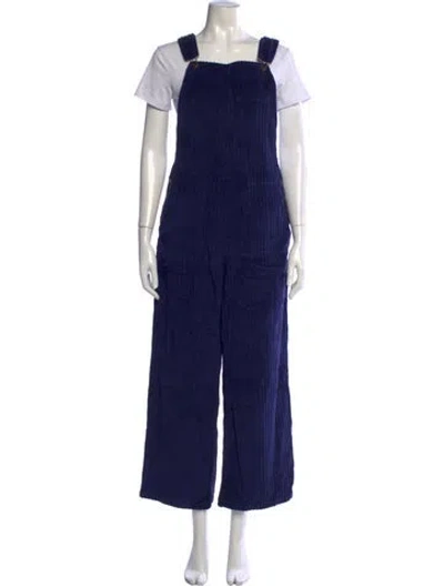 Pre-owned Farm Rio Square Neckline Overalls In Blue