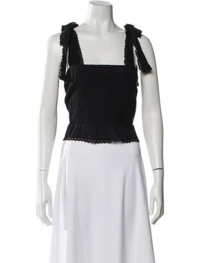 Pre-owned Farm Rio Square Neckline Sleeveless Top In Black