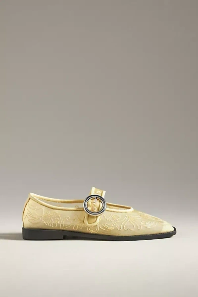 Farm Rio Square-toe Mesh Ballet Flats In Yellow