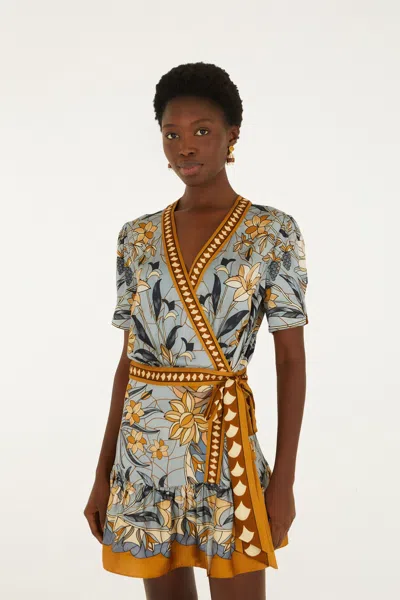 Farm Rio Stained Glass Beauty Wrap Mini Dress In Multi