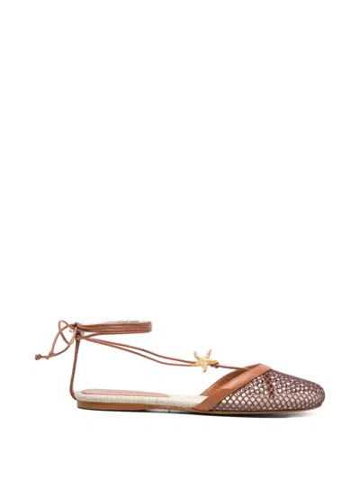 Farm Rio Starfish Lace-up Sandals In Brown