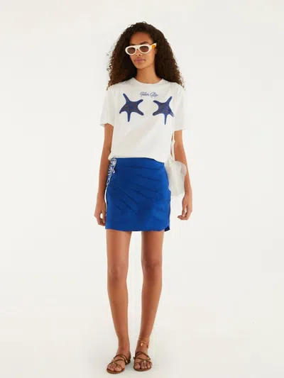 Farm Rio Starfish-motif Embroidered T-shirt In White