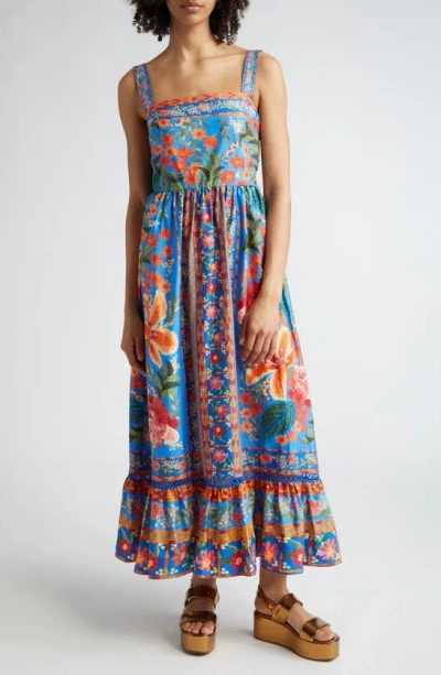 india boutique maxi dress Sita | Maxi Dress | Bluebell Floral - Boho Relaxed Fit Tiered Skirt Cotton