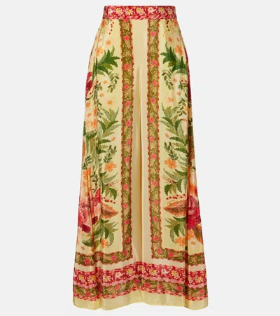 Farm Rio Stitched Garden Floral Wide-leg Pants In Multi