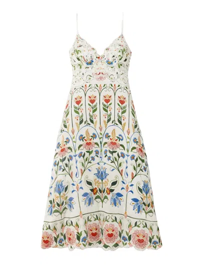 Farm Rio Stitched Garden Midi Dress In Multi