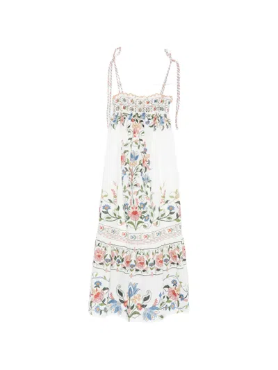 Farm Rio Stitched Garden Off-white Long Dress