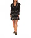 Farm Rio Stitched Garden Short Sleeve Midi Dress In Black In Black
