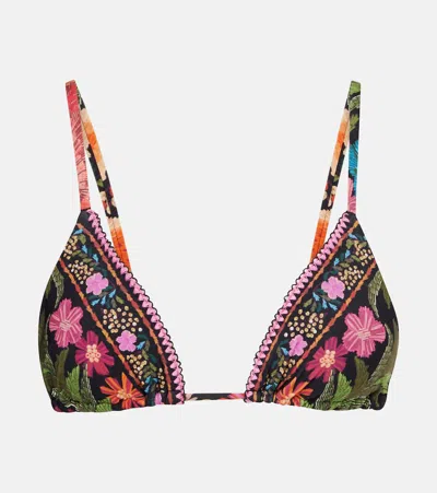 Farm Rio Stitched Garden Tapestry Bikini Top