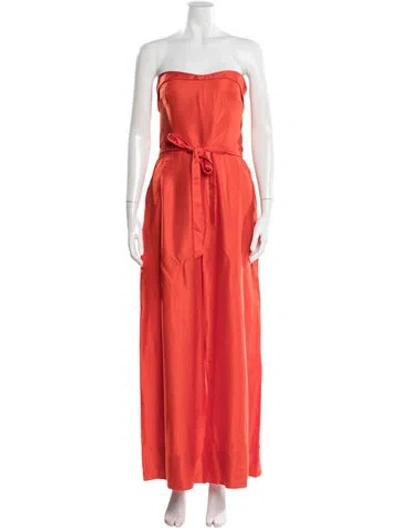 Pre-owned Farm Rio Strapless Jumpsuit W/ Tags In Orange