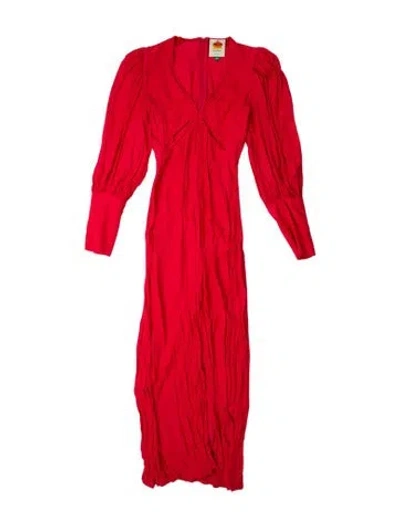 Pre-owned Farm Rio Strapless Long Dress In Red