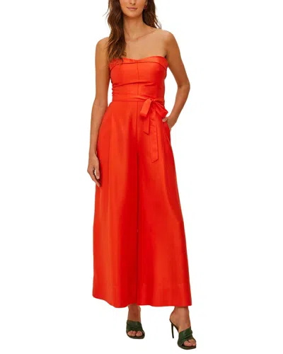 Farm Rio Strapless Straight Neckline Jumpsuit In Orange