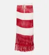 Farm Rio Red Stripes Crochet Cotton Cover-up Maxi Skirt In Red