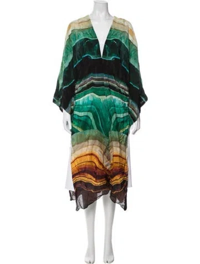Pre-owned Farm Rio Striped Jacket In Green