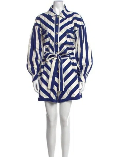 Pre-owned Farm Rio Striped Jumpsuit In Blue