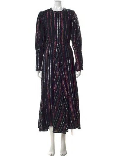 Pre-owned Farm Rio Striped Long Dress In Multi