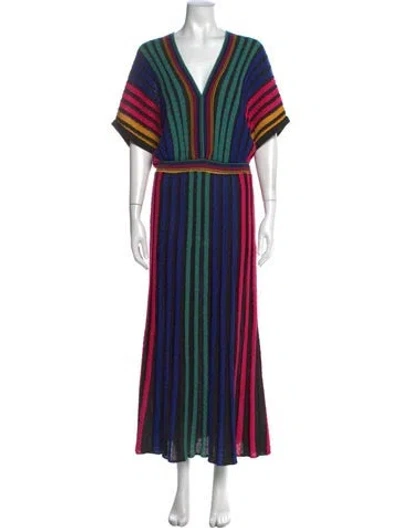 Pre-owned Farm Rio Striped Long Dress In Multi