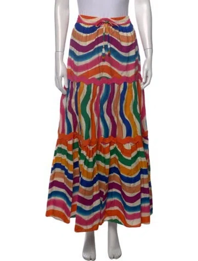Pre-owned Farm Rio Striped Long Skirt In Neutral