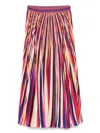 Farm Rio Diagonal Stripes Pleated Midi Skirt In 粉色