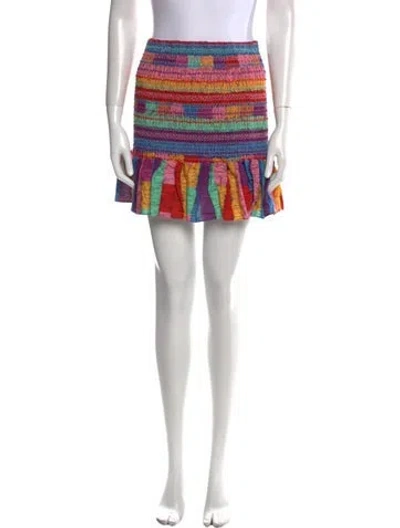 Pre-owned Farm Rio Striped Mini Skirt In Pink