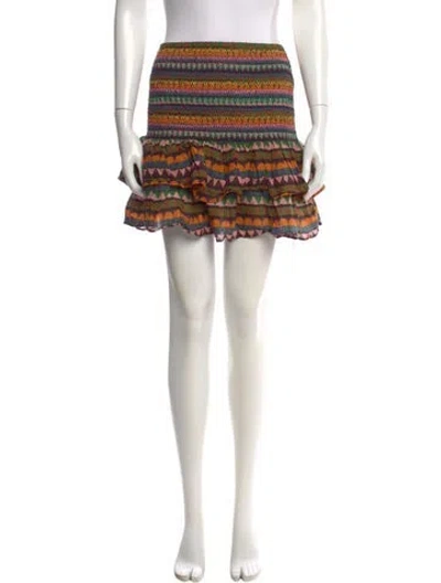 Pre-owned Farm Rio Striped Mini Skirt In Purple