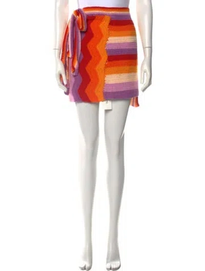 Pre-owned Farm Rio Striped Mini Skirt W/ Tags In Orange