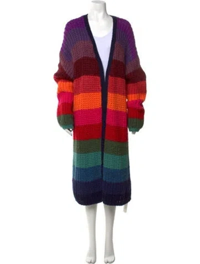 Pre-owned Farm Rio Striped Open Front Sweater W/ Tags In Purple
