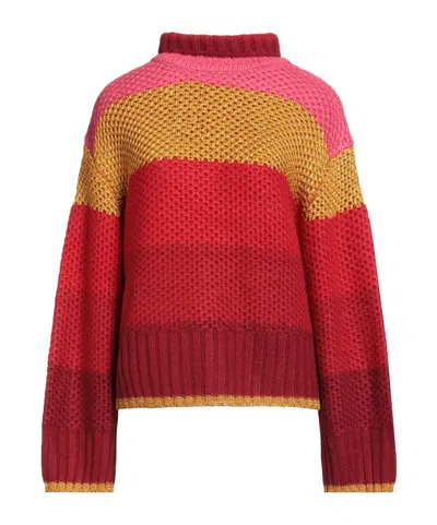 Farm Rio Striped Polo Neck In Red