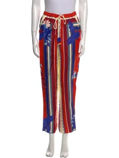 Pre-owned Farm Rio Striped Straight Leg Pants In Red