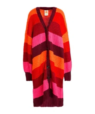 Farm Rio Striped Thick Knitted Sweater In Multi