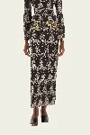 Farm Rio Striped Tigers Black Tulle Midi Skirt In Black