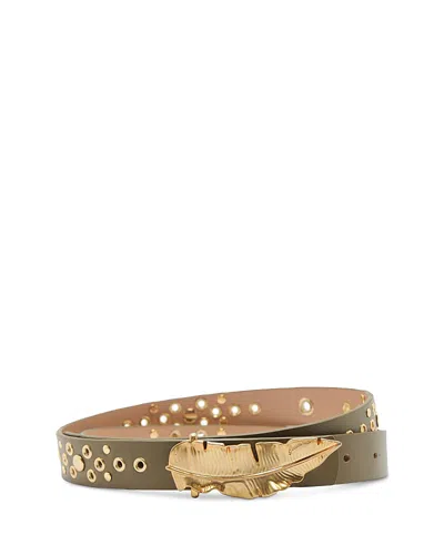 Farm Rio Studded Leather Belt In Green