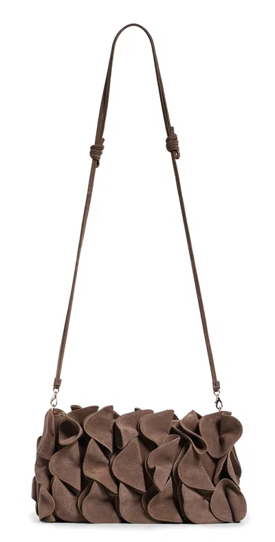 Farm Rio Suede Flower Clutch Bag Sand
