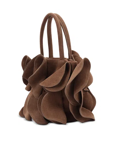 Farm Rio Suede Flower Handbag In Brown
