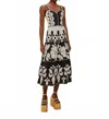 Farm Rio Summer Cutwork Organic Cotton Midi Dress In Black And White In White
