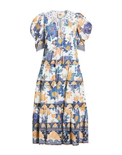Farm Rio Summer Flowers Off-white Maxi Dress Woman Maxi Dress White Size Xl Cotton In Multi